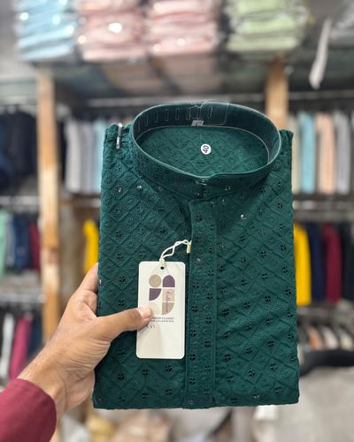 Rayon Golden Sequence Work Lucknowi Kurta