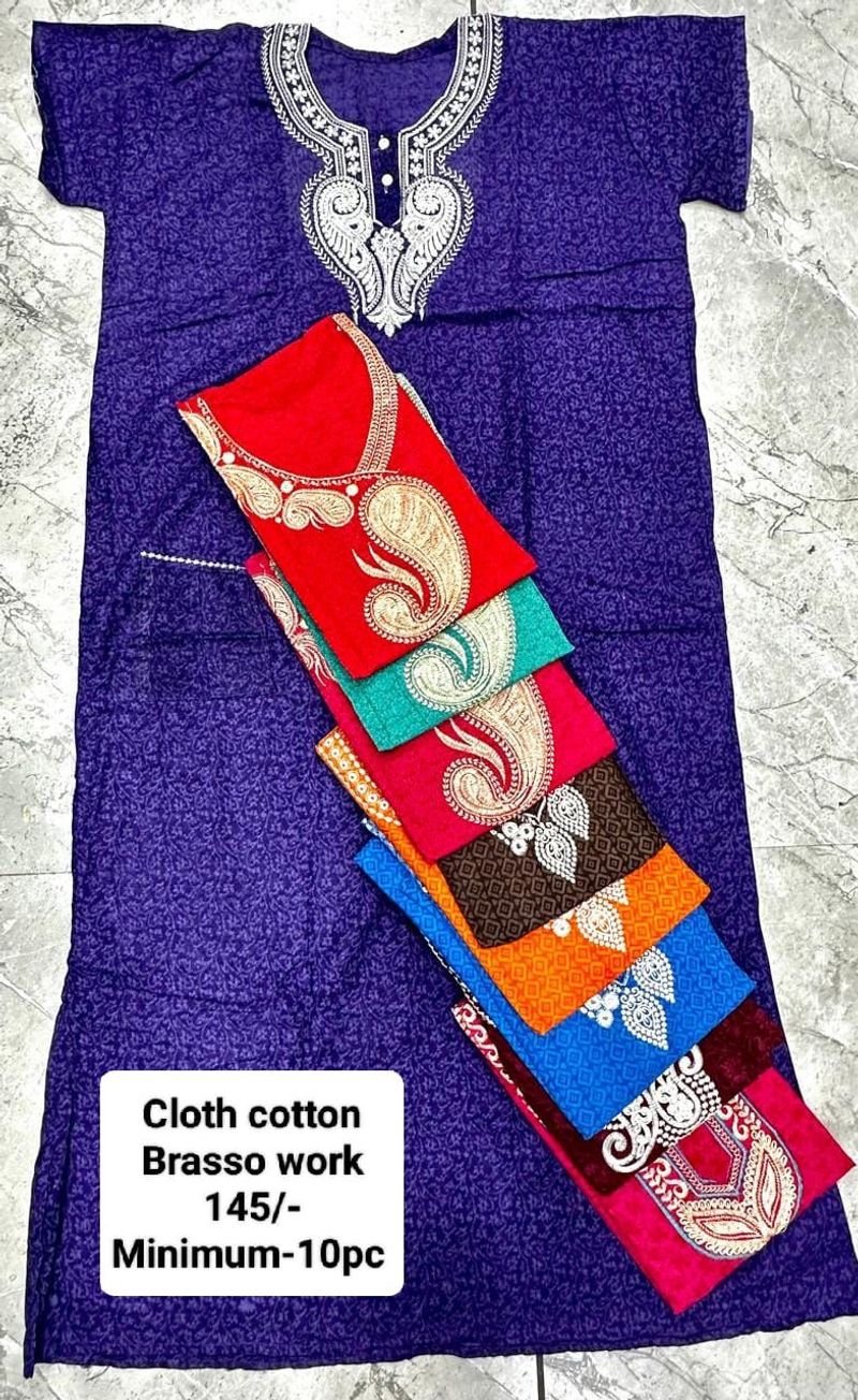 Cloth Cotton Brasso Work Nighty