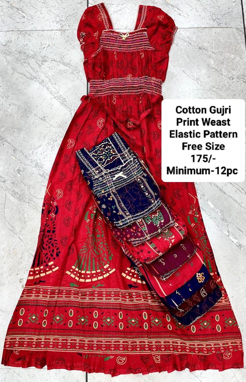 Cotton Gujri Print Waist Elastic Pattern