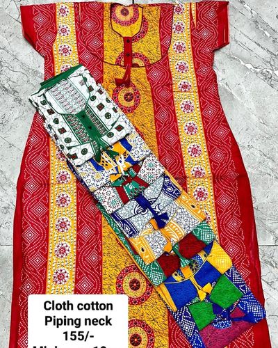 Cloth Cotton Piping Neck Nighty