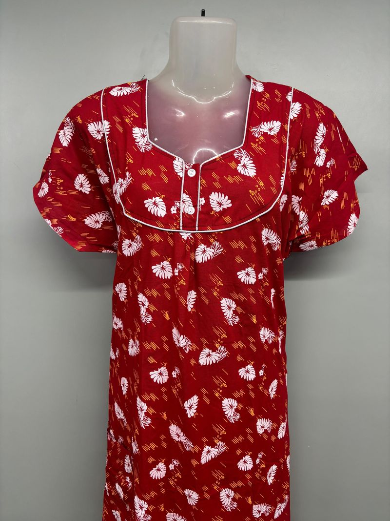 Cloth Cotton Procin Piping Neck Nighty