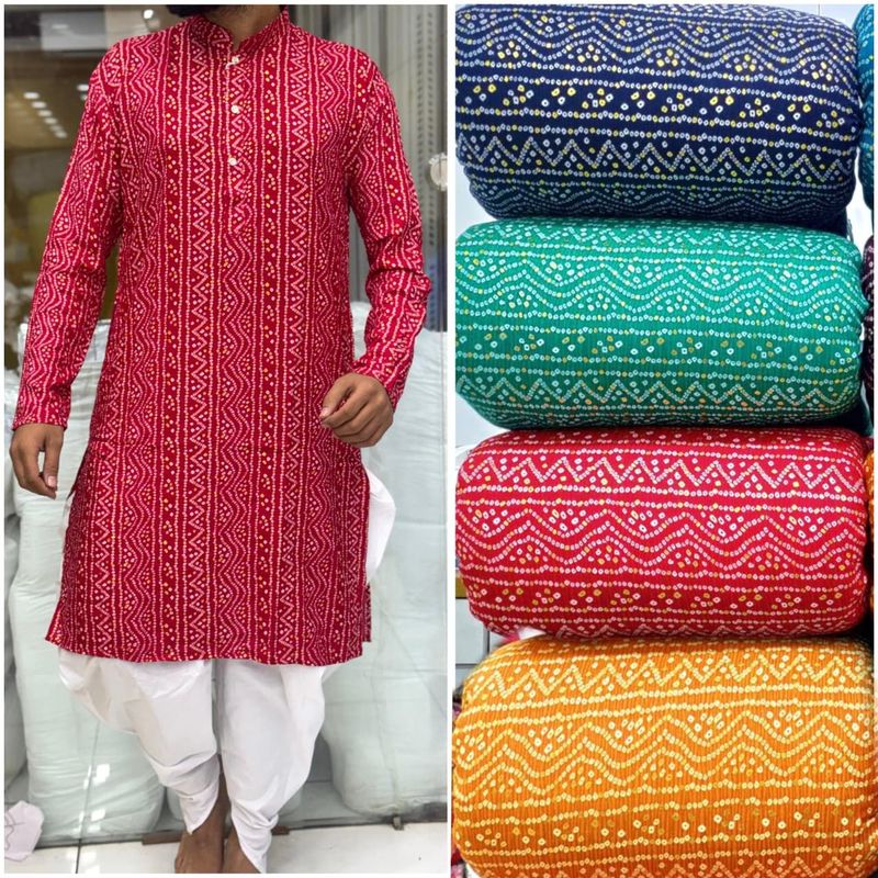 Men's Kurta Bandhani Print