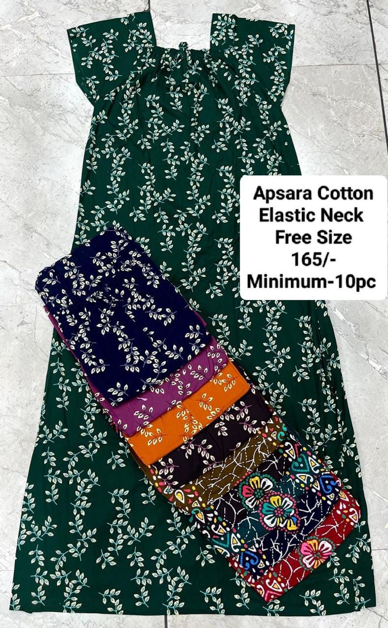 Apsara Cotton Elastic Neck Nighty