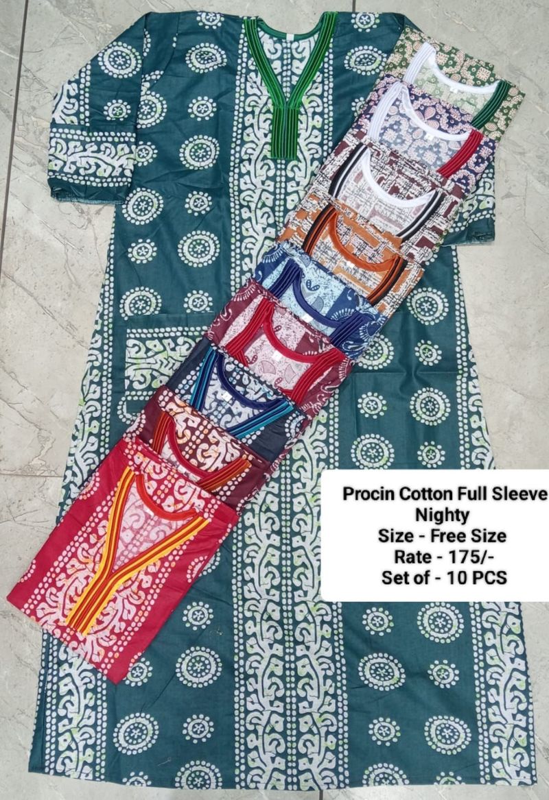 Procin Cotton Full Sleeve Nighty