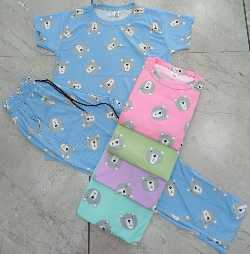 Girls Rib Print Nightsuit