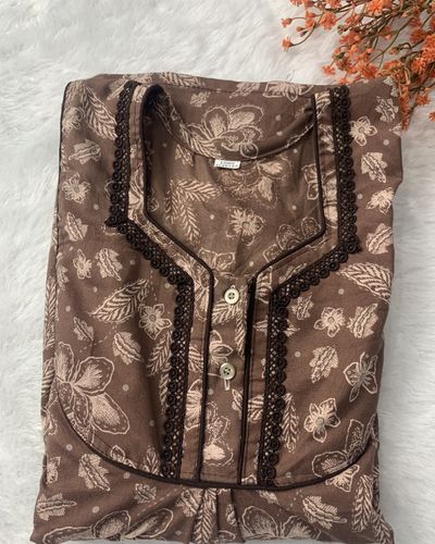 Alpine GPO Lace Full Sleeve Nighty With Side Pocket