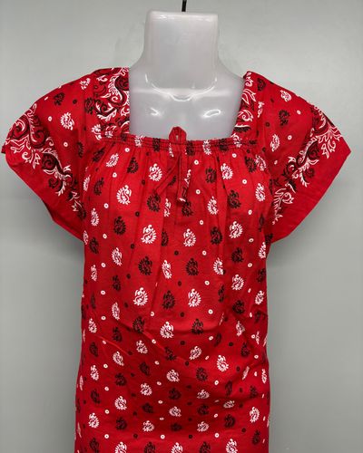 Cotton Carola Print Elastic Neck Nighty