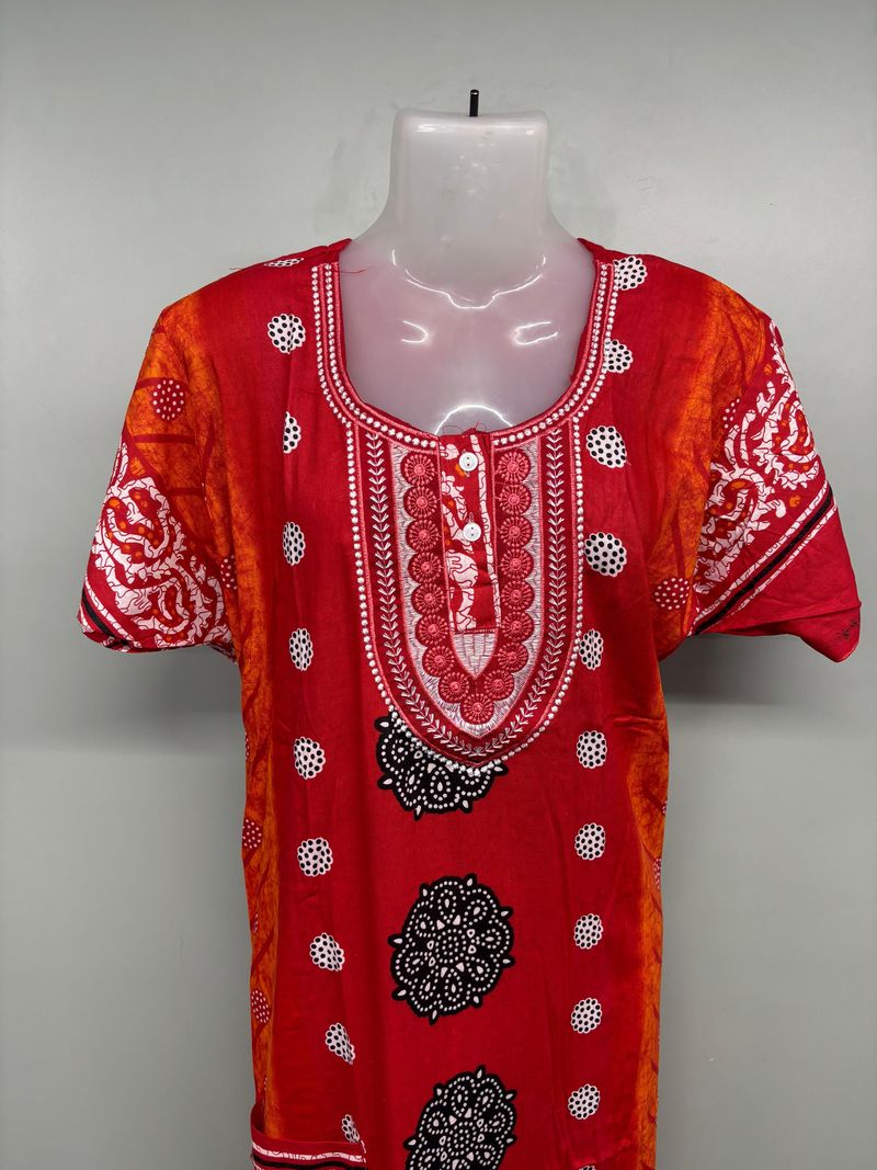 Cotton Procin Work Nighty With Pocket