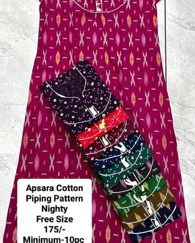 Apsara Cotton Piping Pattern Nighty