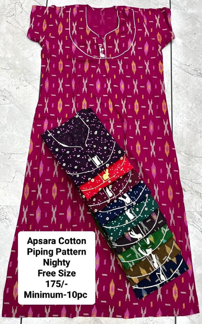Apsara Cotton Piping Pattern Nighty