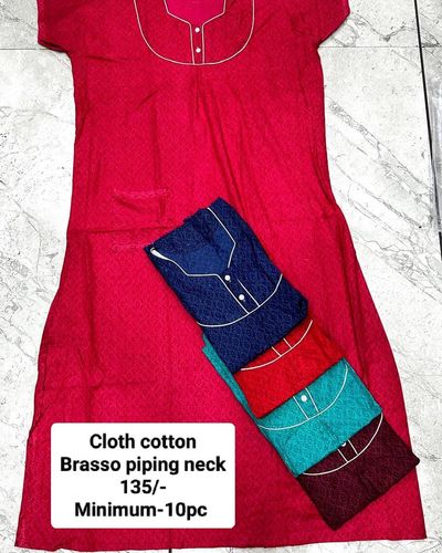 Cloth Cotton Brasso Piping Neck Nighty