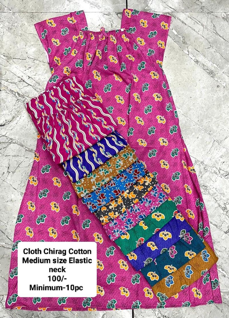 Cloth Chirag Cotton Medium Size Elastic Neck Nighty