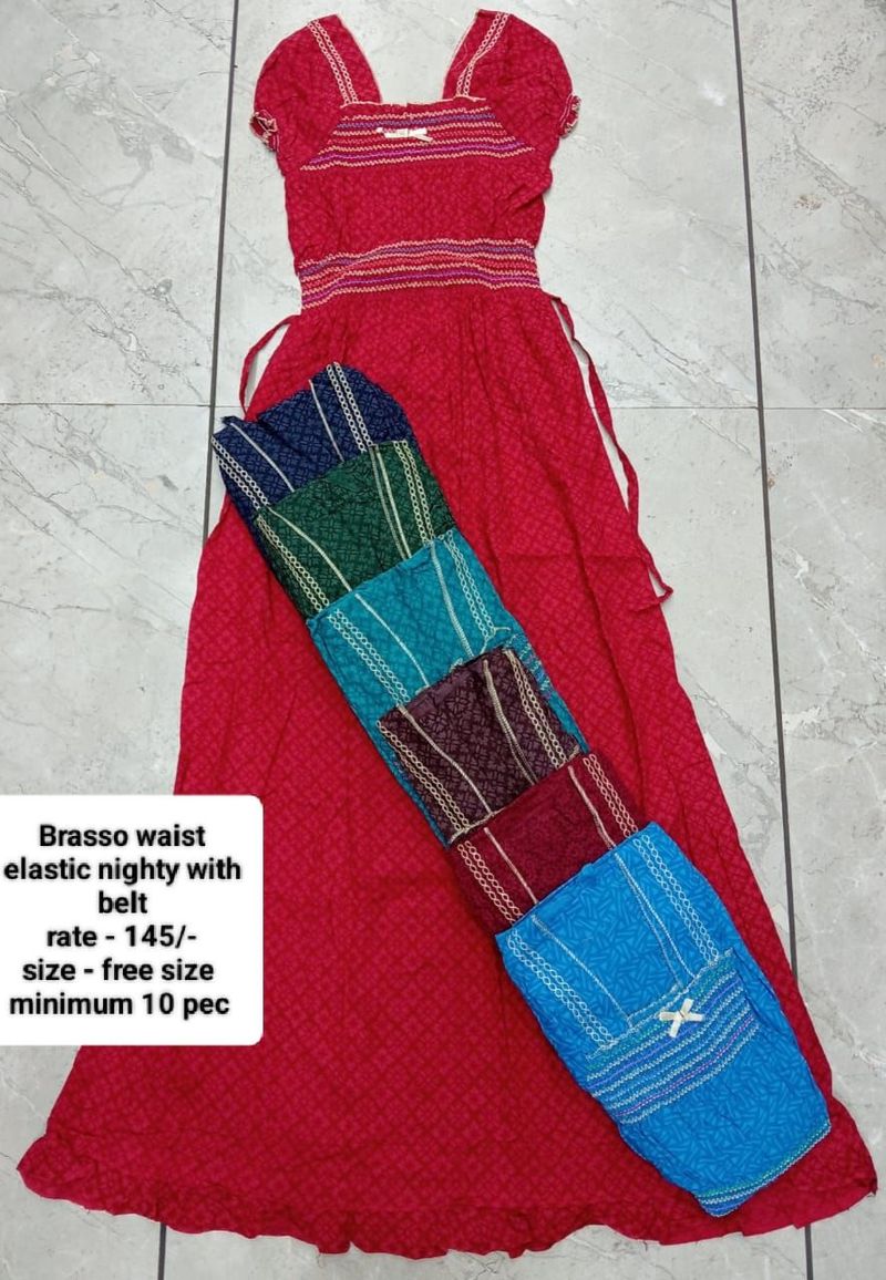 Brasso Waist Elastic Nighty With Belt