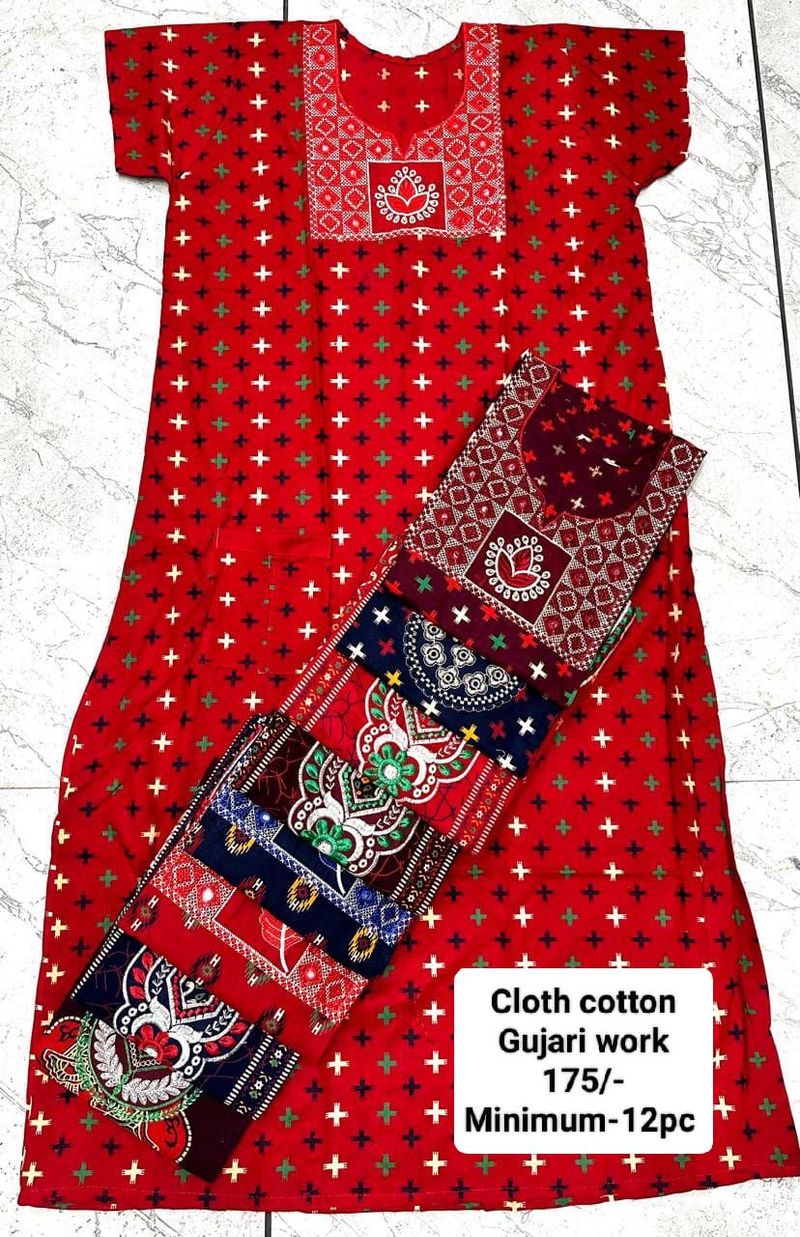 Cloth Cotton Gujari Work Nighty