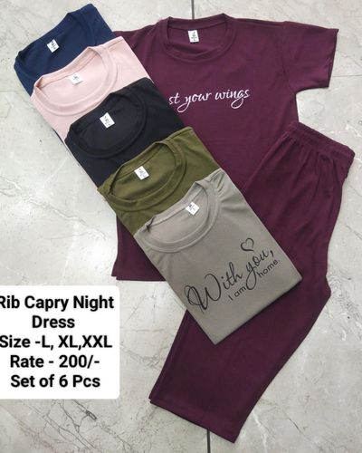 Rib Capry Night Dress
