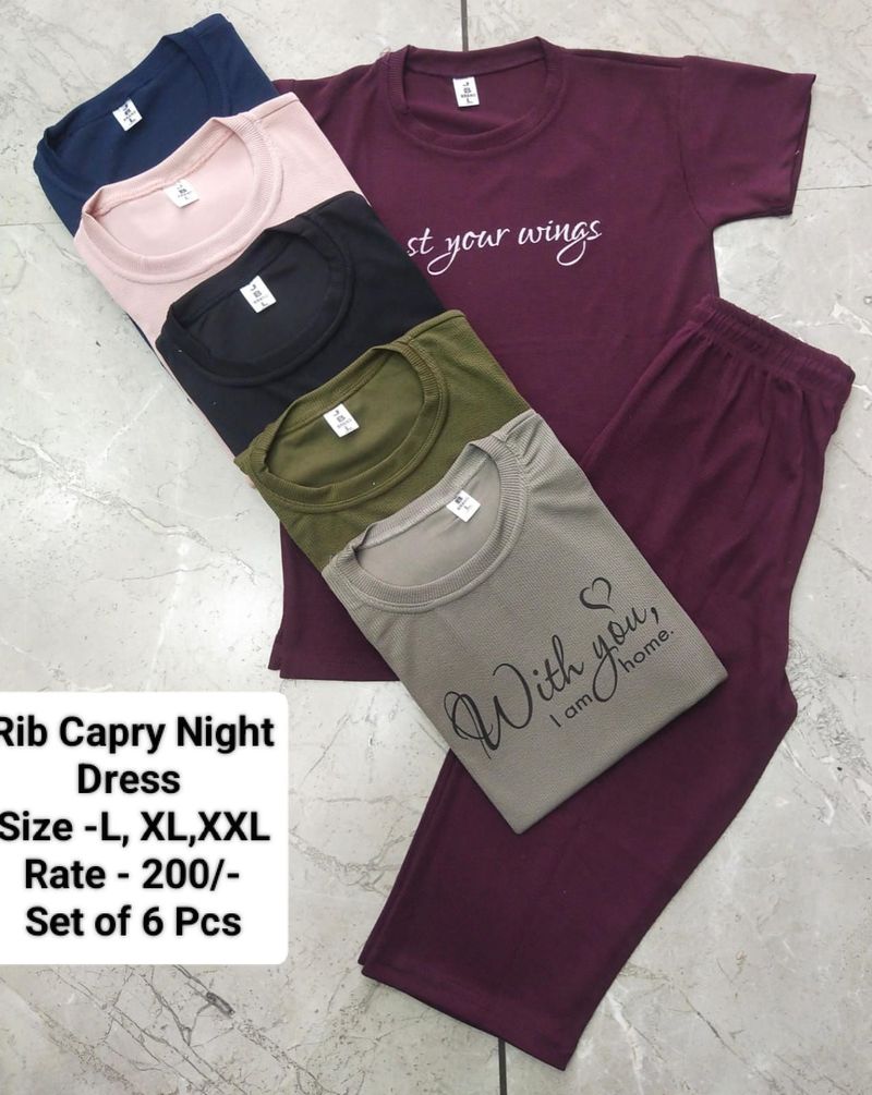Rib Capry Night Dress