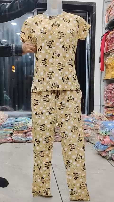Girls Rib Print Nightsuit 2